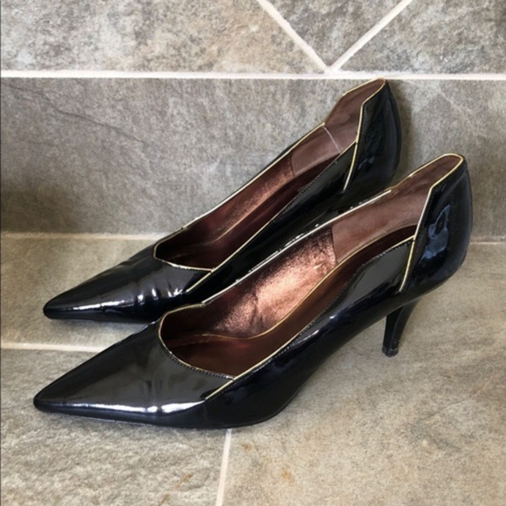 Calvin Klein Black Glassy Heels with Gold Trim women’s Heels Classic size 40
